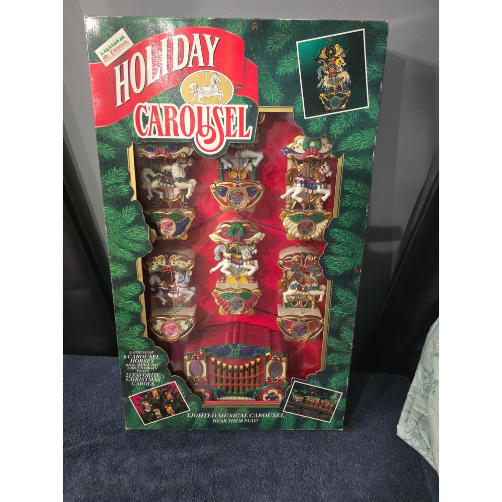 Mr Christmas Holiday Carousel 1992 Animated Musical 6 Horses 21 Carols Vintage
